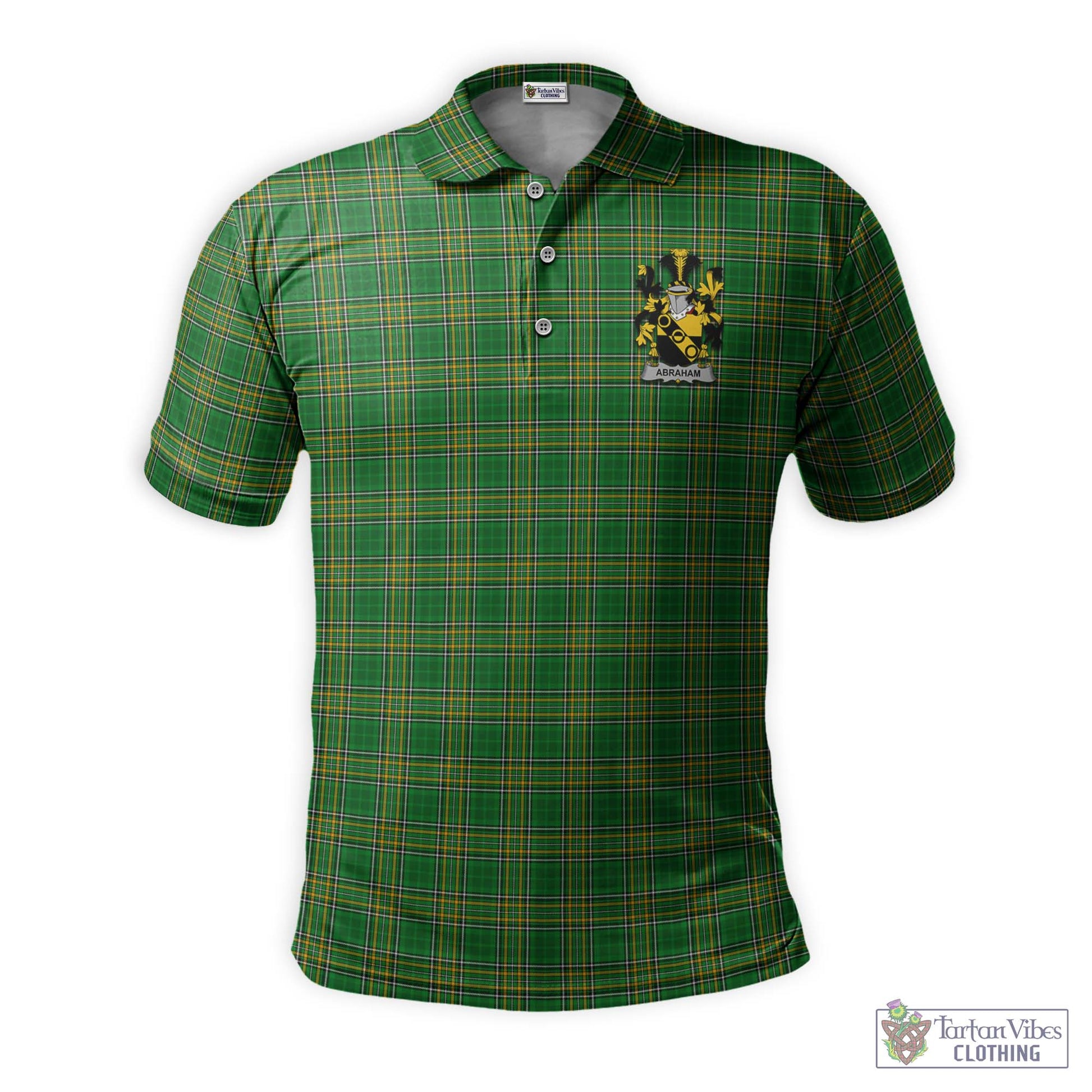 Abraham Irish Clan Tartan Men's Polo Shirt with Coat of Arms - Tartan Vibes Clothing