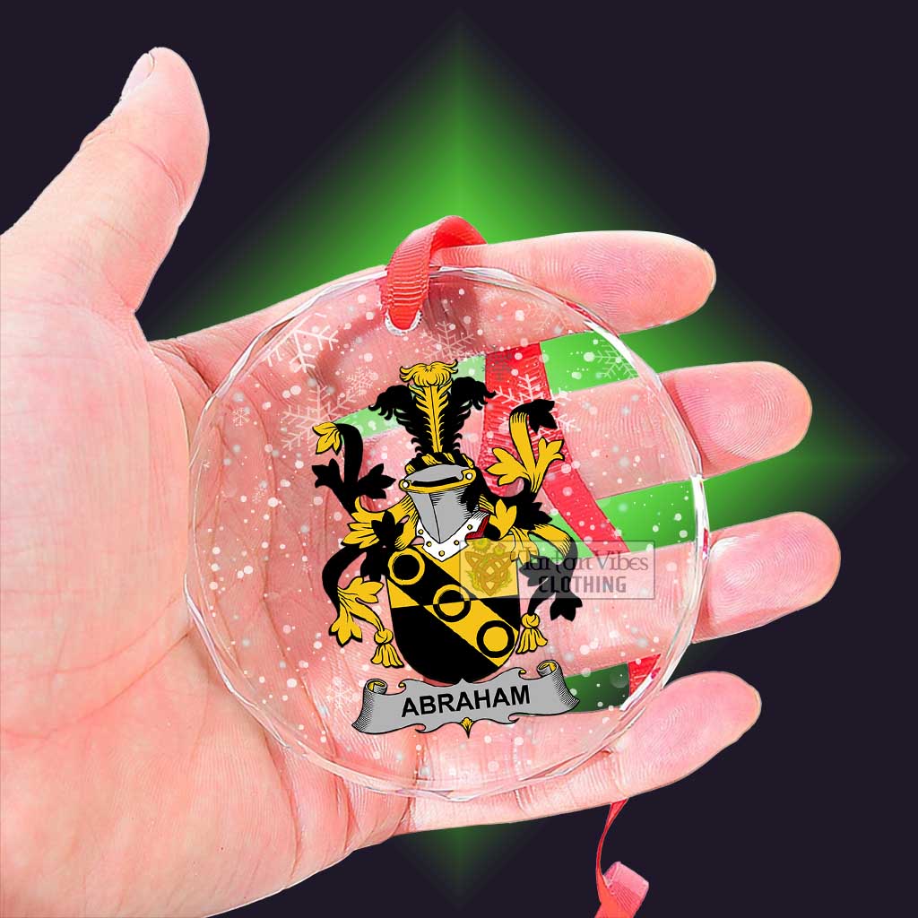 Tartan Vibes Clothing Abraham Irish Clan Christmas Glass Ornament with Coat of Arms