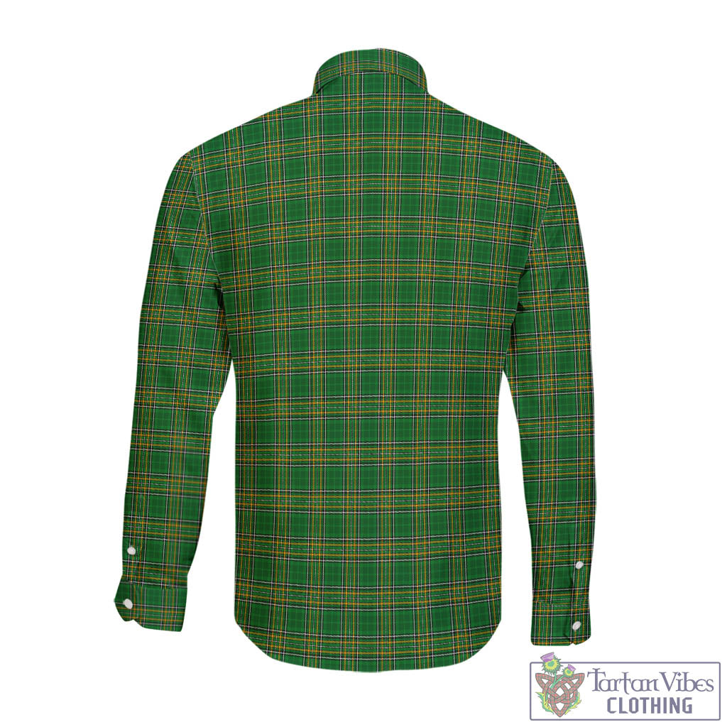 Tartan Vibes Clothing Abraham Ireland Clan Tartan Long Sleeve Button Up with Coat of Arms