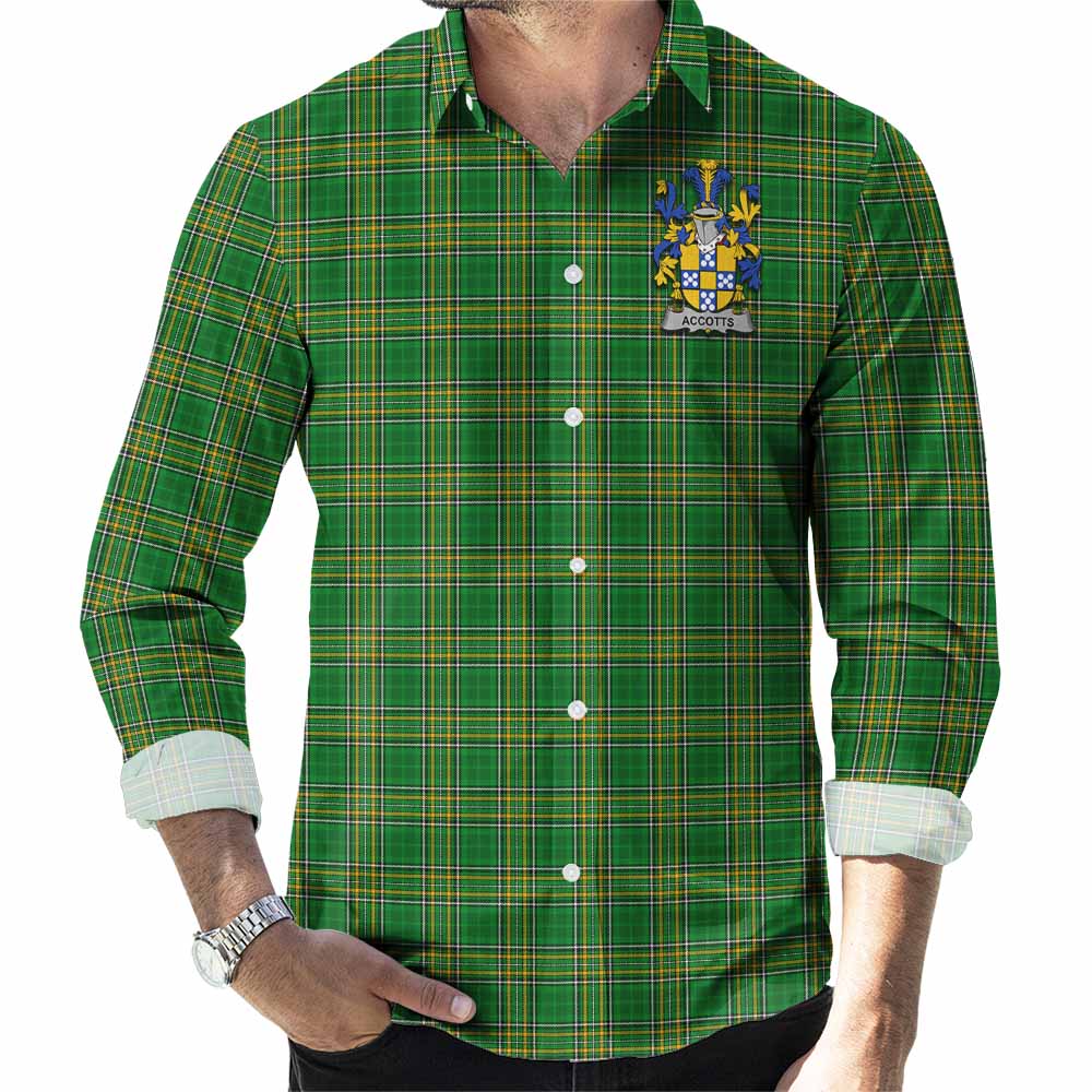 Accotts Irish Clan Tartan Long Sleeve Button Up with Coat of Arms