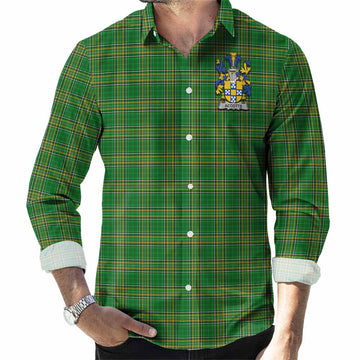 Accotts Irish Clan Tartan Long Sleeve Button Up with Coat of Arms