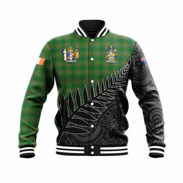 Accotts Irish Clan Tartan Baseball Jacket with Coat of Arms New Zealand Silver Fern Half Style