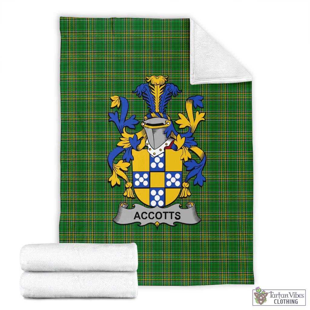 Tartan Vibes Clothing Accotts Irish Clan Tartan Blanket with Coat of Arms