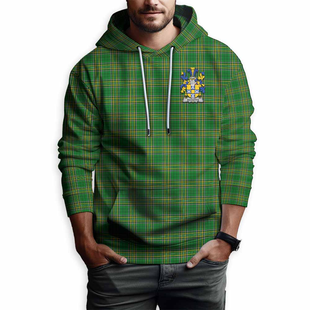 Accotts Irish Clan Tartan Hoodie with Coat of Arms