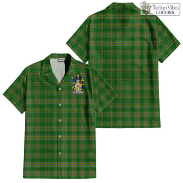 Accotts Irish Clan Tartan Short Sleeve Button Up with Coat of Arms