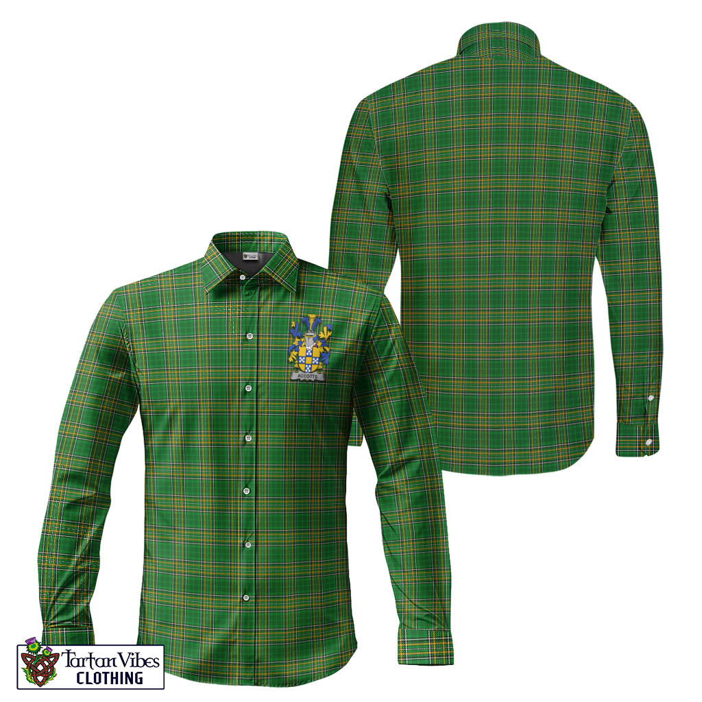 Tartan Vibes Clothing Accotts Ireland Clan Tartan Long Sleeve Button Up with Coat of Arms