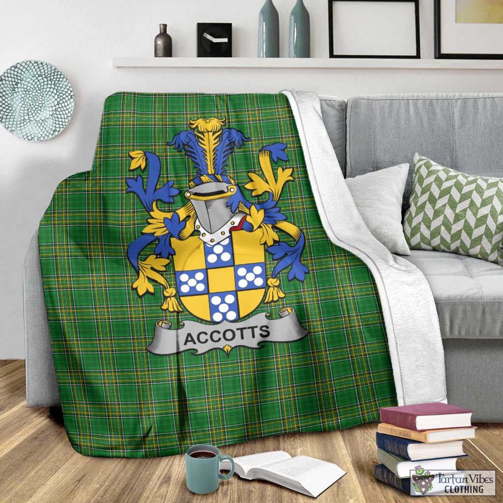 Tartan Vibes Clothing Accotts Irish Clan Tartan Blanket with Coat of Arms