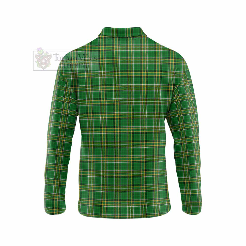 Tartan Vibes Clothing Accotts Irish Clan Tartan Long Sleeve Polo Shirt with Coat of Arms