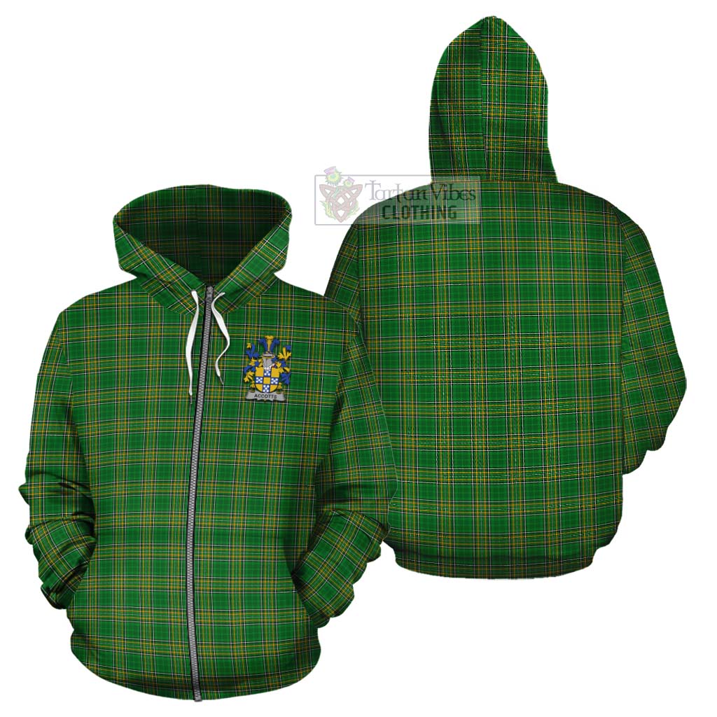 Tartan Vibes Clothing Accotts Irish Clan Tartan Cotton Hoodie with Coat of Arms