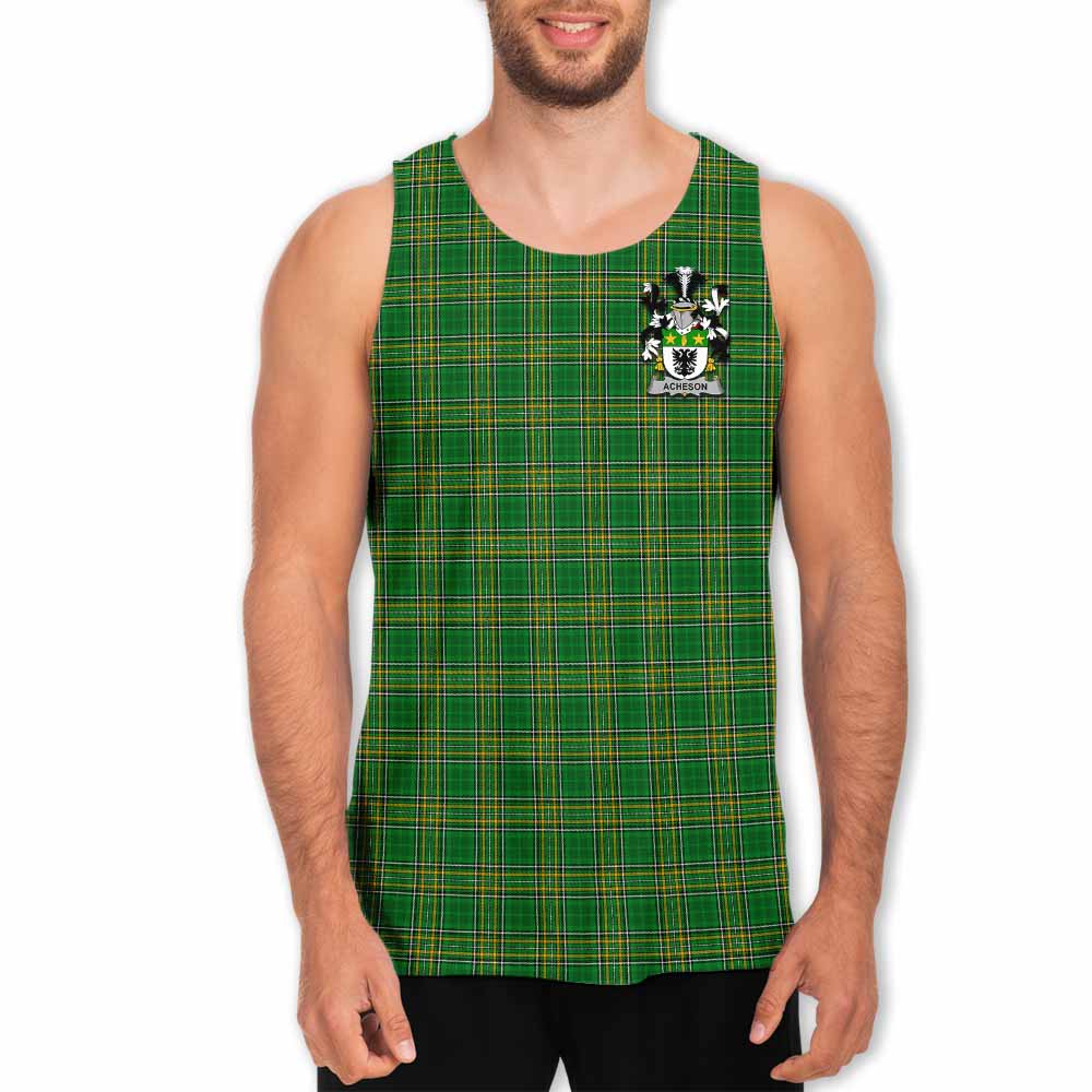 Tartan Vibes Clothing Acheson Irish Clan Tartan Men's Tank Top with Coat of Arms