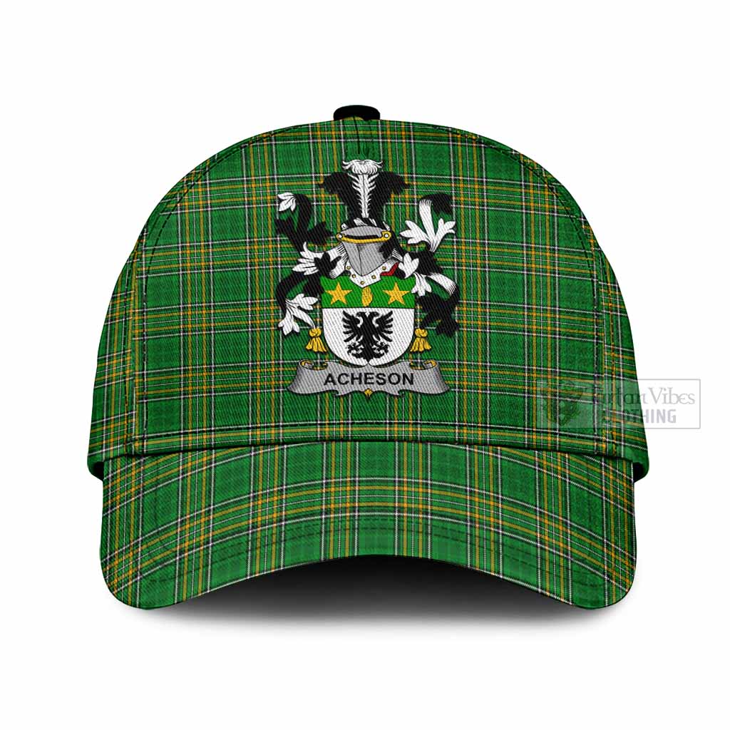 Tartan Vibes Clothing Acheson Irish Clan Tartan Classic Cap with Coat of Arms