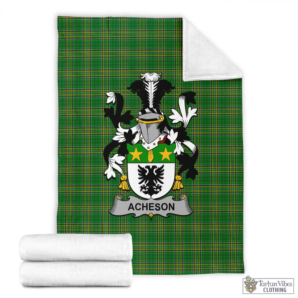 Tartan Vibes Clothing Acheson Irish Clan Tartan Blanket with Coat of Arms