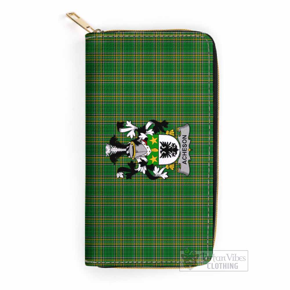 Acheson Irish Clan Tartan Women's Leather Wallet with Coat of Arms One Size 19.7*10.5*3.5 cm - Tartan Vibes Clothing