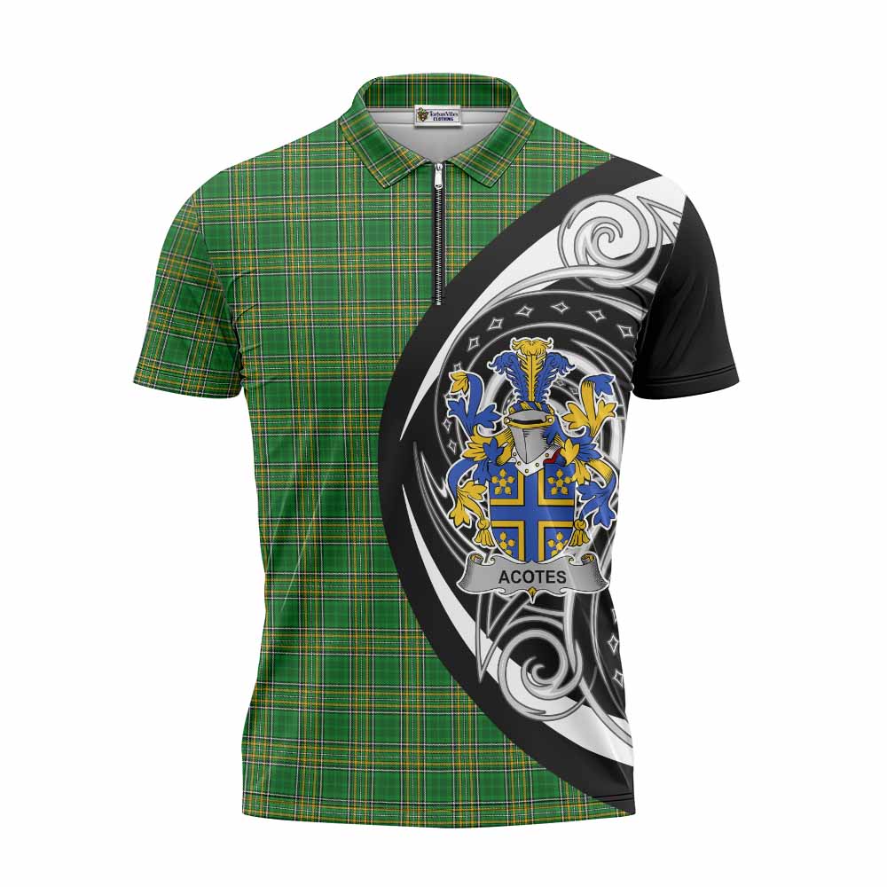 Acotes Irish Clan Zipper Polo Shirt Celtic Circle Style Unisex - Tartan Vibes Clothing