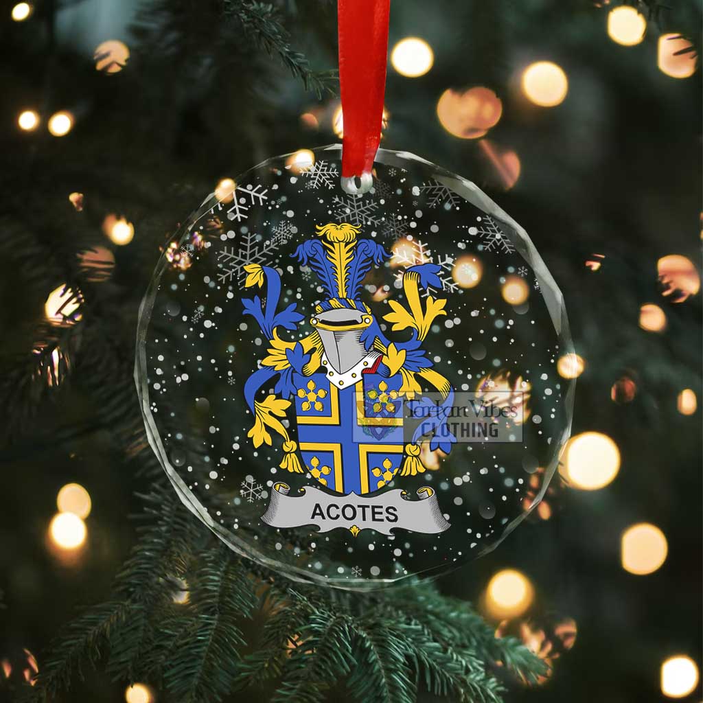 Tartan Vibes Clothing Acotes Irish Clan Christmas Glass Ornament with Coat of Arms