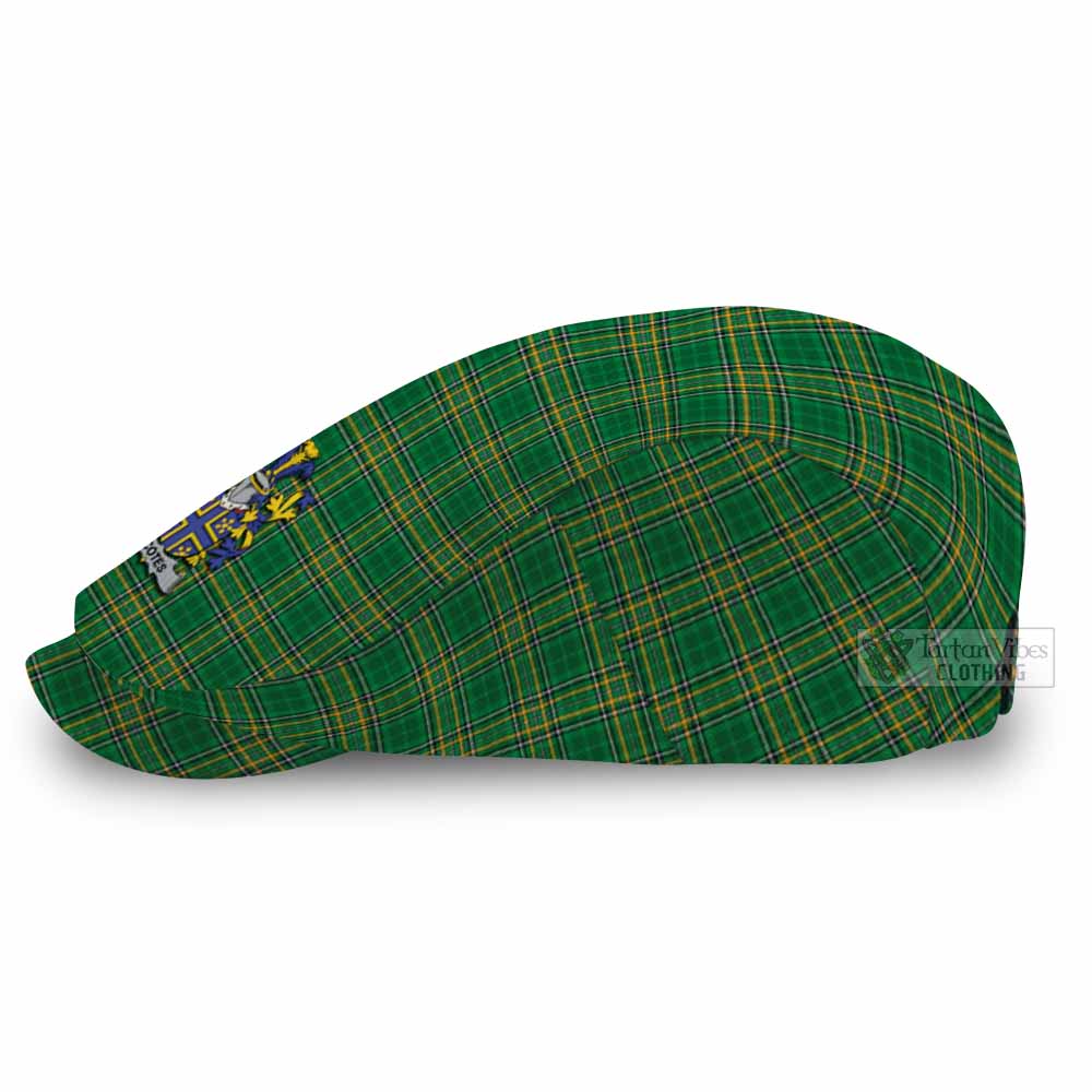 Acotes Irish Clan Tartan Jeff Cap, Tartan Flat Cap with Coat of Arm - Tartan Vibes Clothing