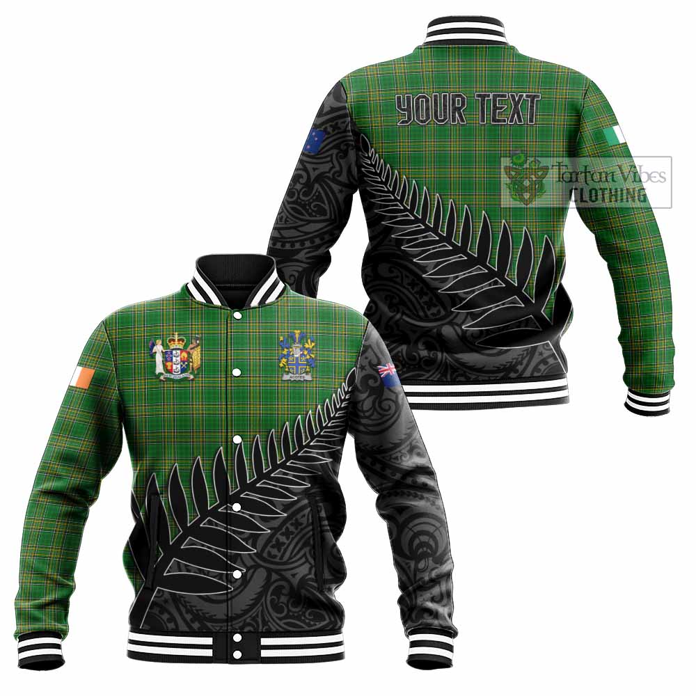 Tartan Vibes Clothing Acotes Irish Clan Tartan Baseball Jacket with Coat of Arms New Zealand Silver Fern Half Style