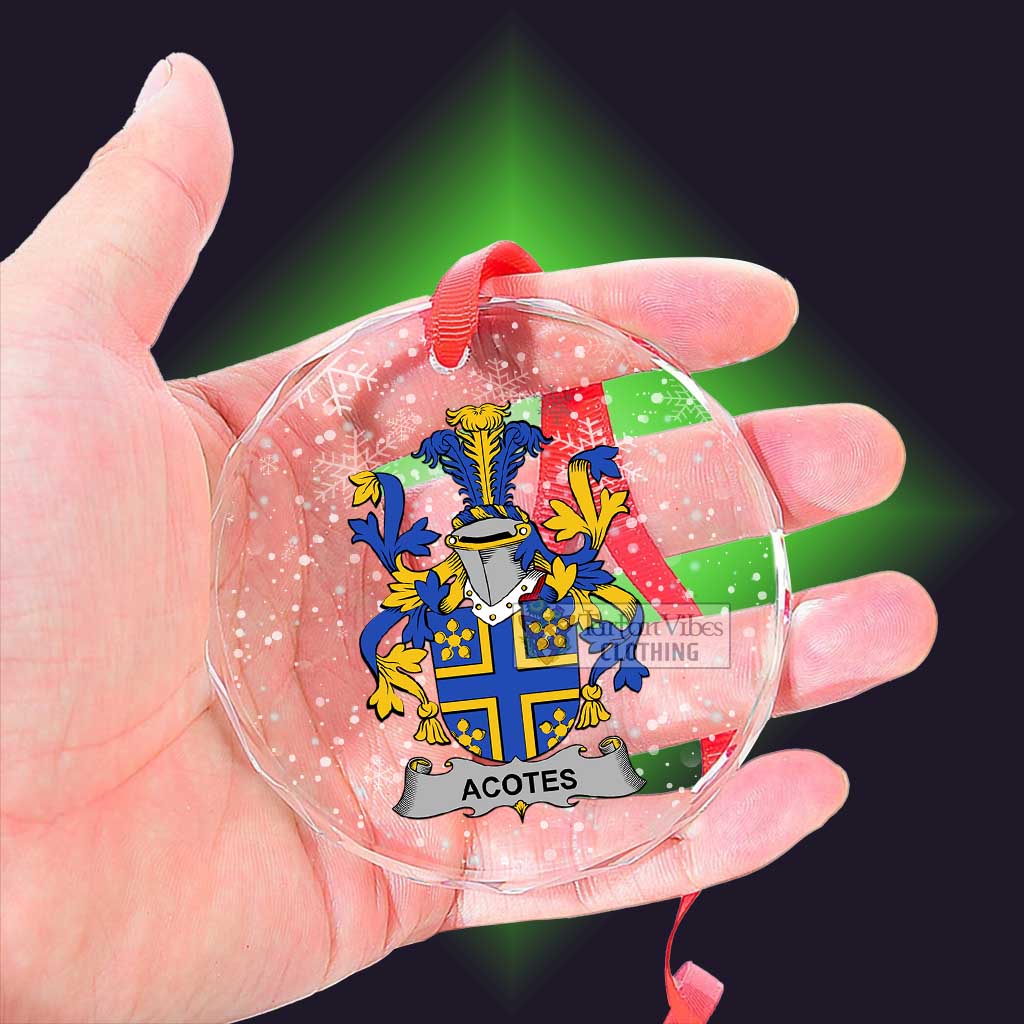 Tartan Vibes Clothing Acotes Irish Clan Christmas Glass Ornament with Coat of Arms