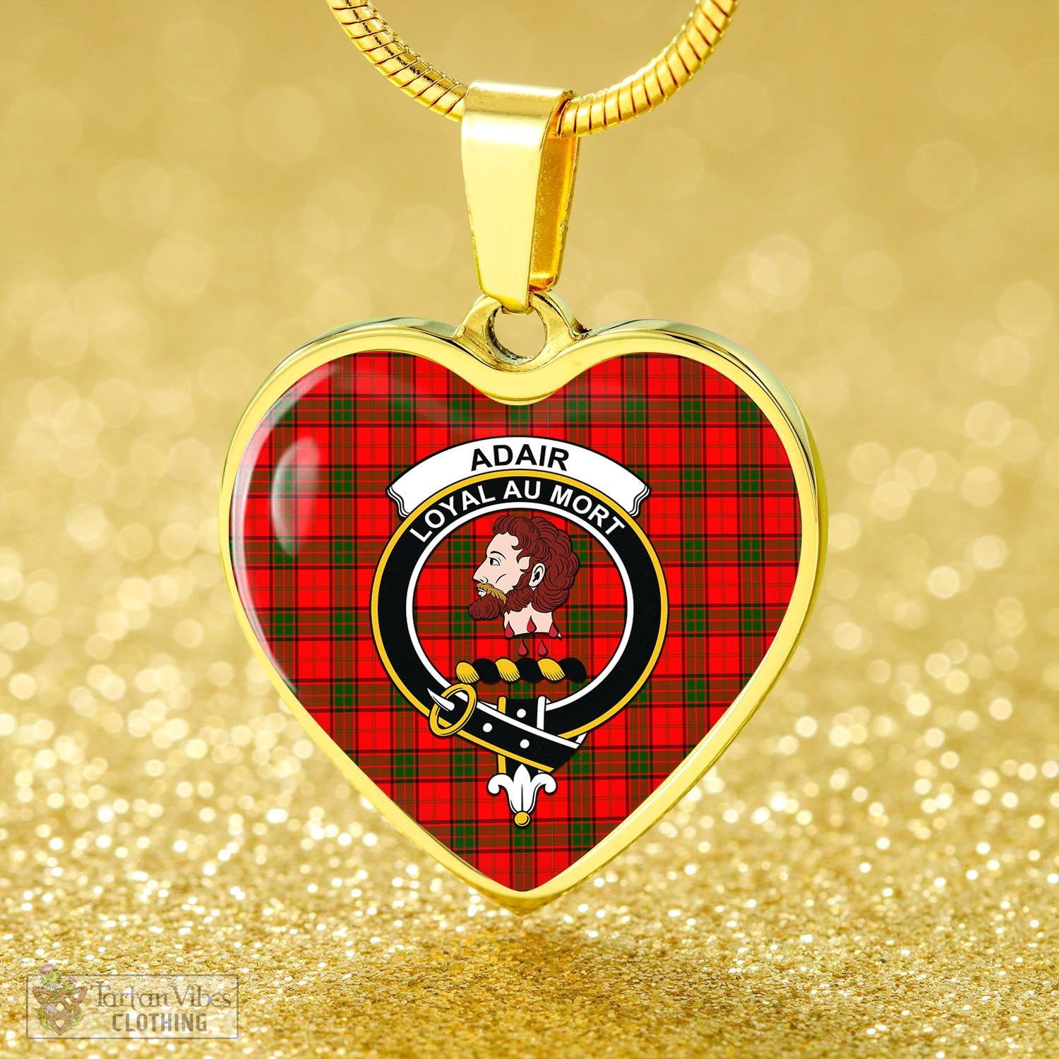 Tartan Vibes Clothing Adair Tartan Heart Necklace with Family Crest