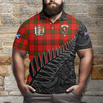 Adair Crest Tartan Polo Shirt with New Zealand Silver Fern Half Style