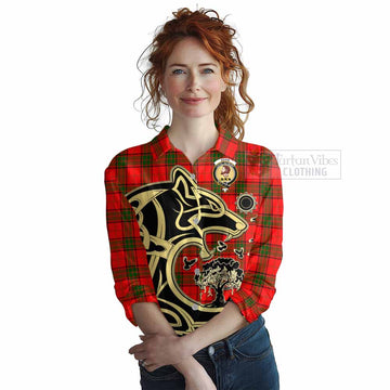 Adair Tartan Women's Casual Shirt with Family Crest Celtic Wolf Style