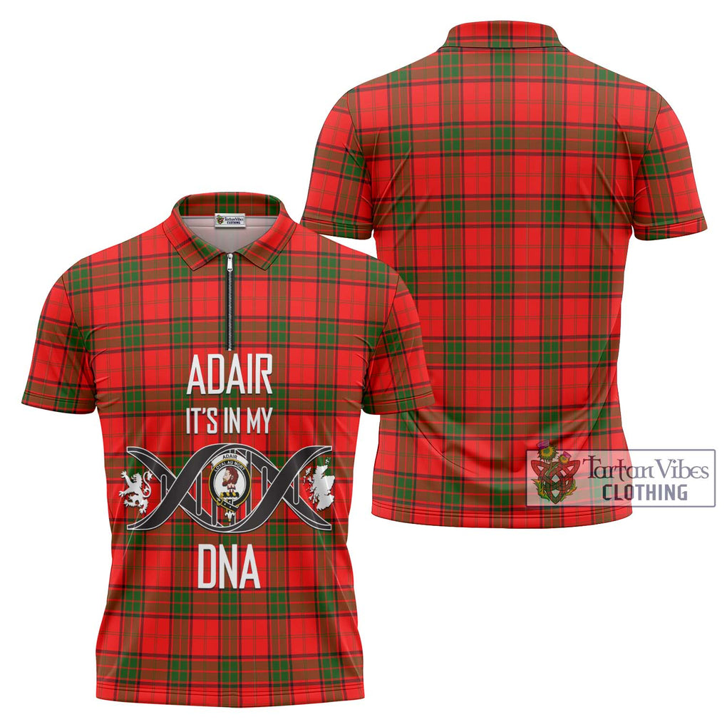 Adair Tartan Zipper Polo Shirt with Family Crest DNA In Me Style Unisex - Tartanvibesclothing Shop