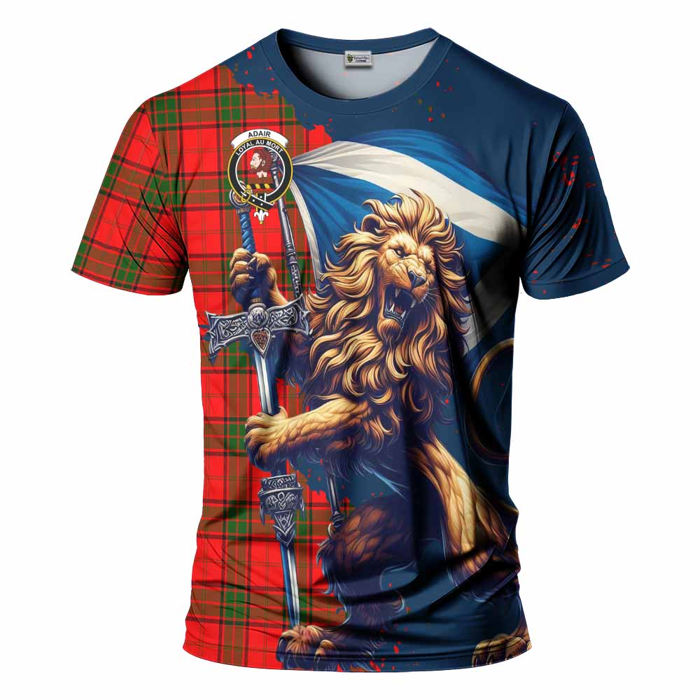 Tartan Vibes Clothing Adair Tartan Family Crest T-Shirt with Scottish Majestic Lion