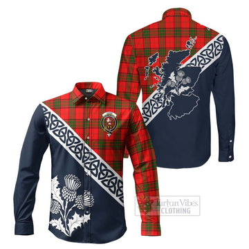 Adair Tartan Long Sleeve Button Shirt Featuring Thistle and Scotland Map