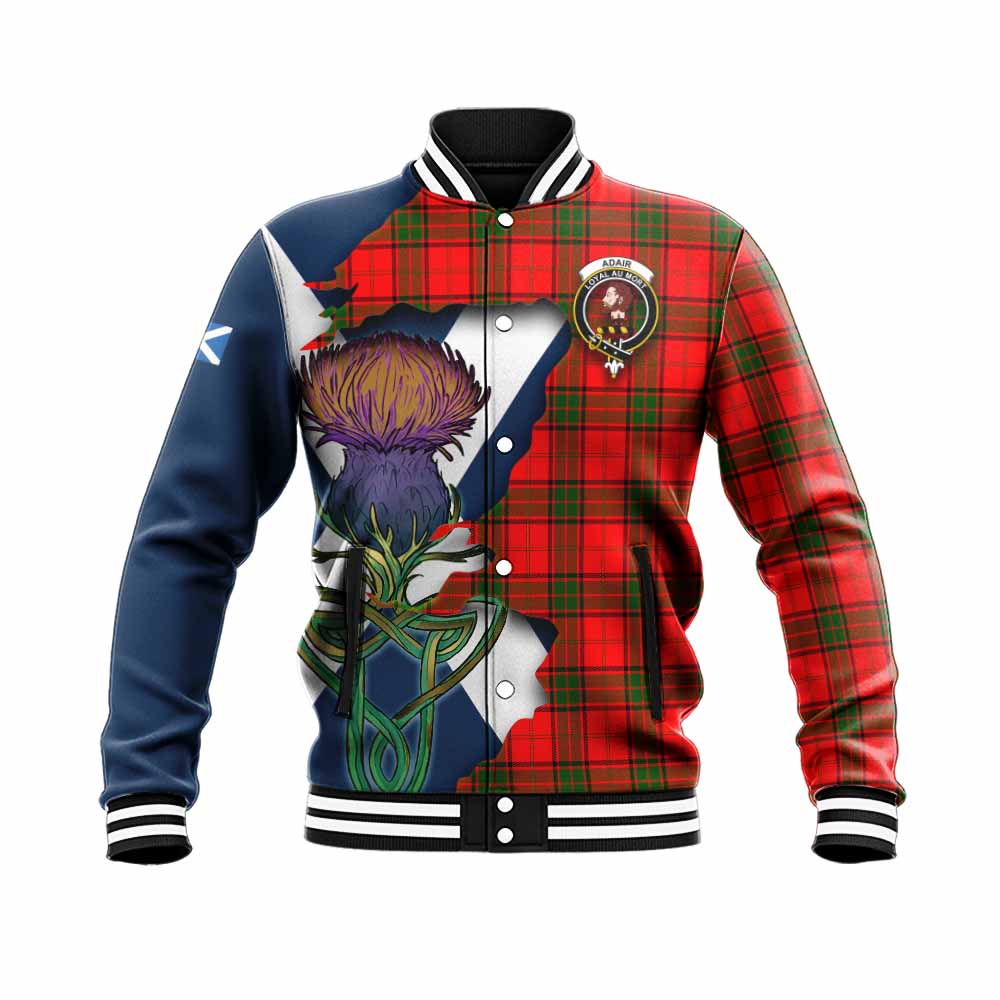 Adair Tartan Family Crest Baseball Jacket Scottish Thistle Celtic Inspired Unisex - Tartan Vibes Clothing