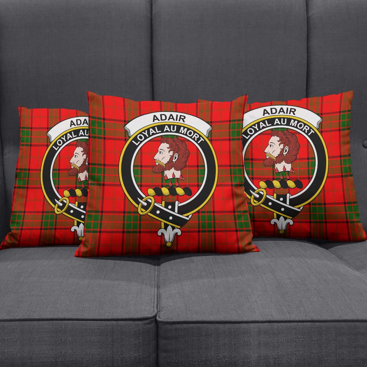 Adair Tartan Pillow Cover with Family Crest Square Pillow Cover - Tartanvibesclothing