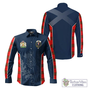 Adair Tartan Long Sleeve Button Up Shirt with Family Crest and Scottish Thistle Vibes Sport Style