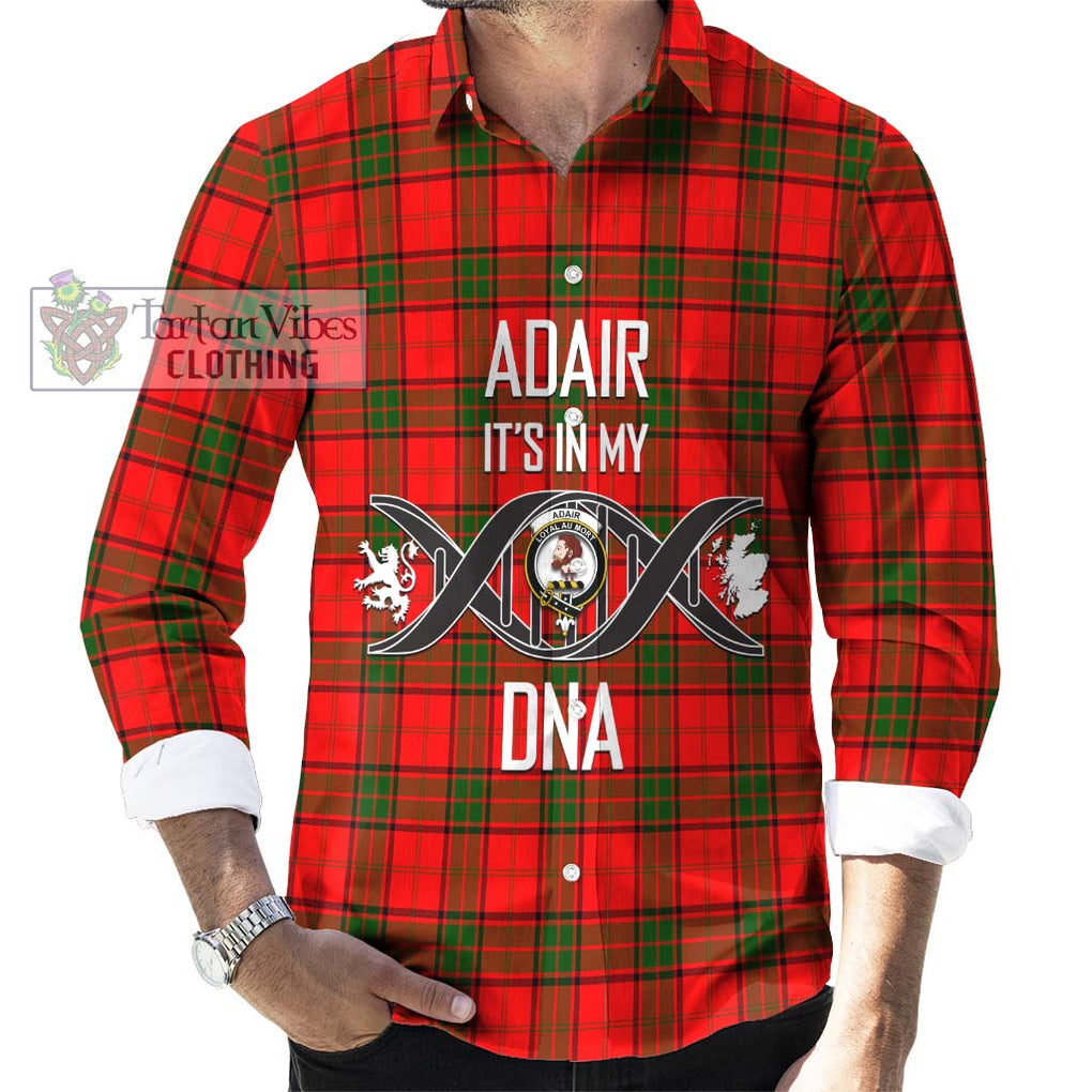 Adair Tartan Long Sleeve Button Shirt with Family Crest DNA In Me Style Men's Shirt S - Tartanvibesclothing Shop