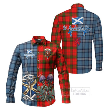 Adair Tartan Long Sleeve Button Shirt Happy St. Andrew's Day Half Tartan Style