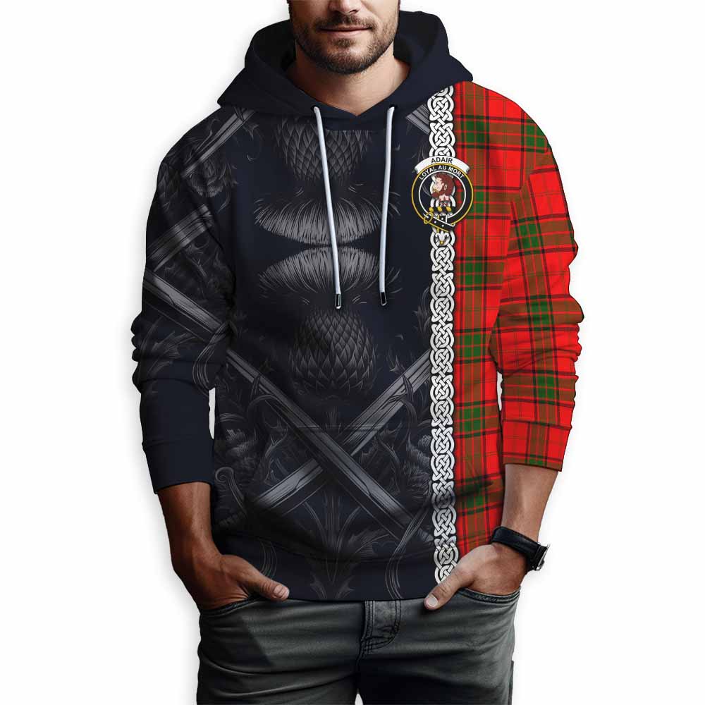 Adair Tartan Hoodie with Family Crest Cross Sword Thistle Celtic Vibes Pullover Hoodie - Tartan Vibes Clothing