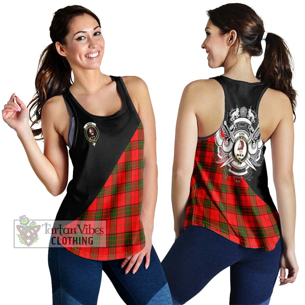 Adair Tartan Women's Racerback Tanks with Family Crest and Military Logo Style 4XL - Tartanvibesclothing Shop