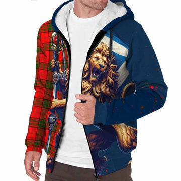 Adair Tartan Family Crest Sherpa Hoodie with Scottish Majestic Lion