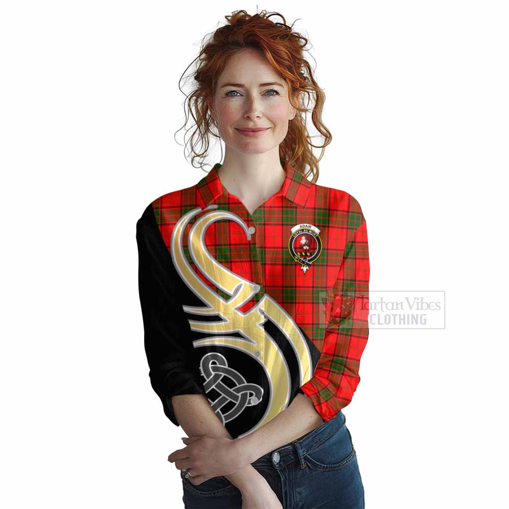 Tartan Vibes Clothing Adair Tartan Women's Casual Shirt with Family Crest and Celtic Symbol Style