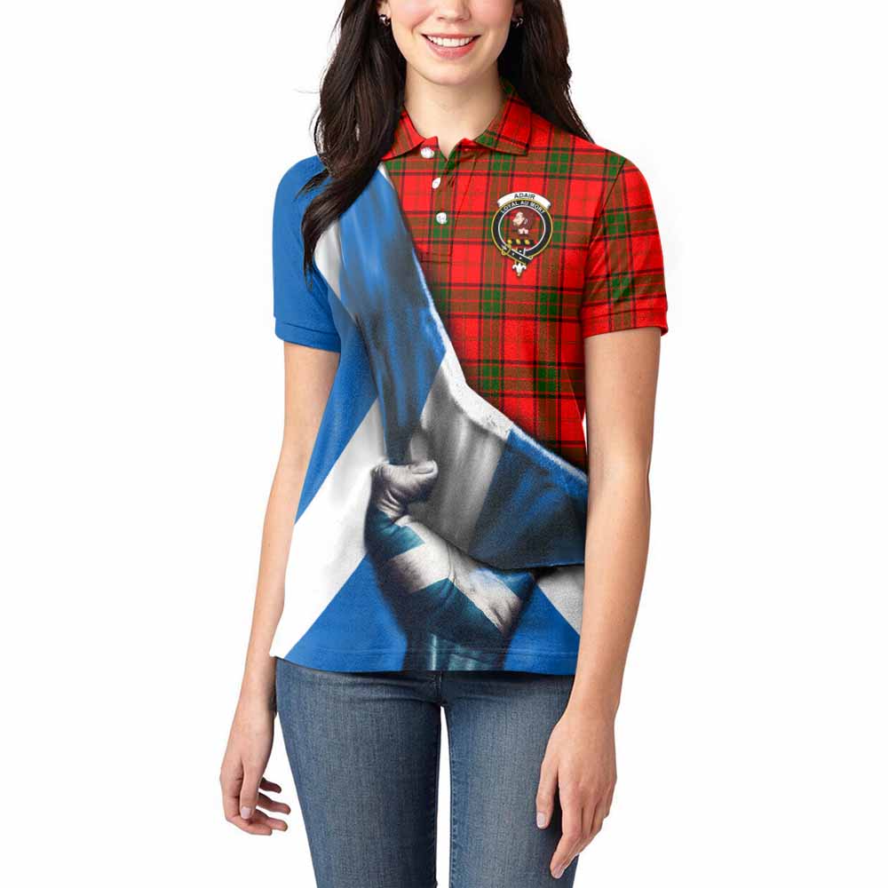 Tartan Vibes Clothing Adair Tartan Women's Polo Shirt with Family Crest Scotland Patriotic Style