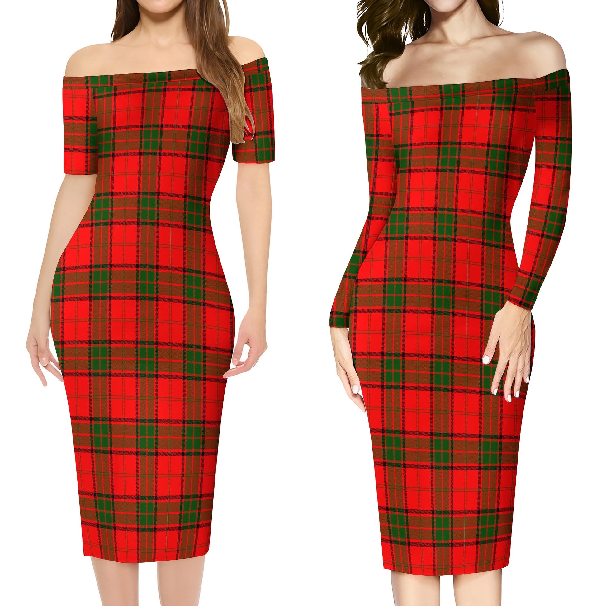 Adair Tartan Off Shoulder Lady Dress Women's Dress - Tartanvibesclothing