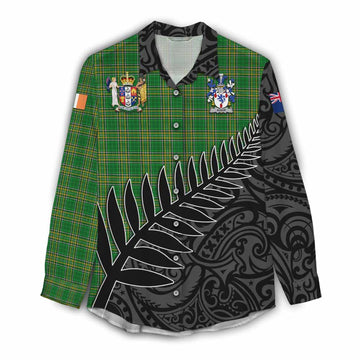 Adair Irish Clan Tartan Women's Casual Shirt with Coat of Arms New Zealand Silver Fern Half Style