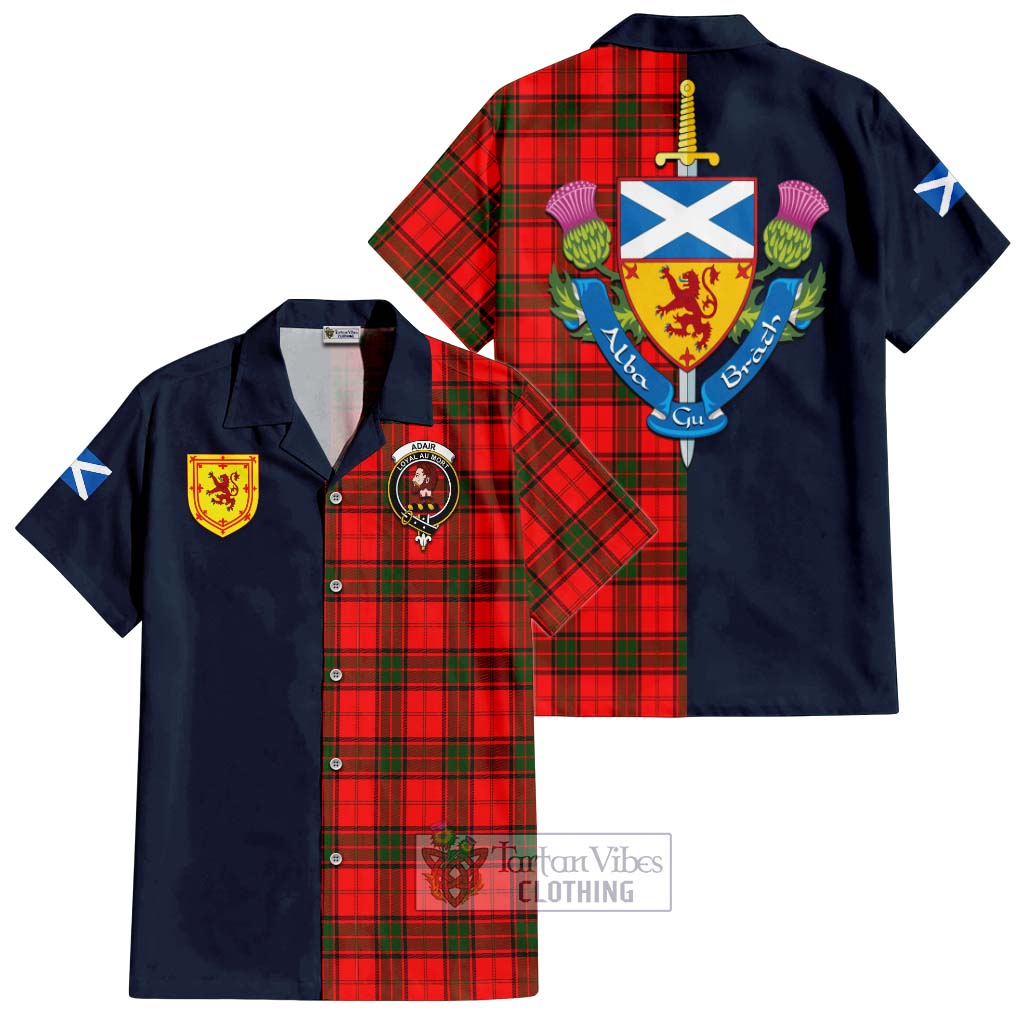 Tartan Vibes Clothing Adair Tartan Short Sleeve Button Shirt with Scottish Lion Royal Arm Half Style