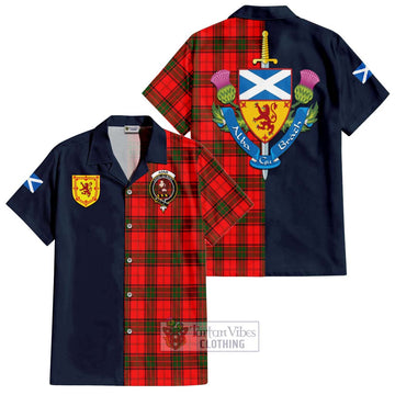 Adair Tartan Short Sleeve Button Shirt with Scottish Lion Royal Arm Half Style