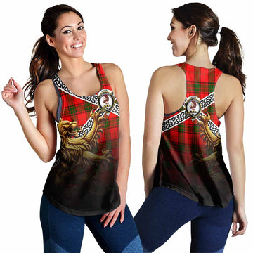 Adair Crest Tartan Women's Racerback Tanks with Golden Lion Emblem Celtic Style 4XL - Tartan Vibes Clothing