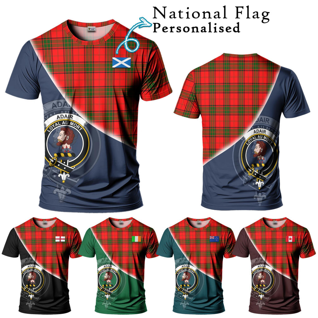 Adair Tartan T-Shirt with Personalised National Flag and Family Crest Half Style Kid's Shirt - Tartanvibesclothing Shop