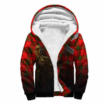 Adair Crest Tartan Sherpa Hoodie with Golden Lion Emblem Celtic Style Unisex S - Tartan Vibes Clothing