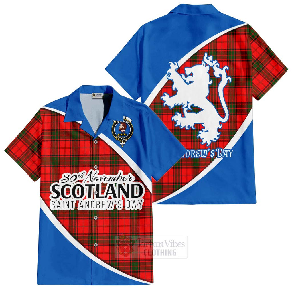 Tartan Vibes Clothing Adair Family Crest Tartan Short Sleeve Button Shirt Celebrate Saint Andrew's Day in Style