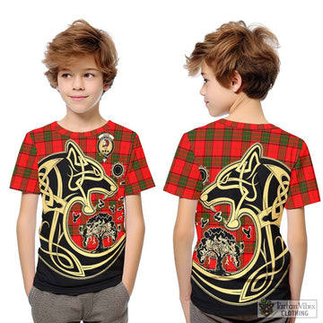 Adair Tartan Kid T-Shirt with Family Crest Celtic Wolf Style