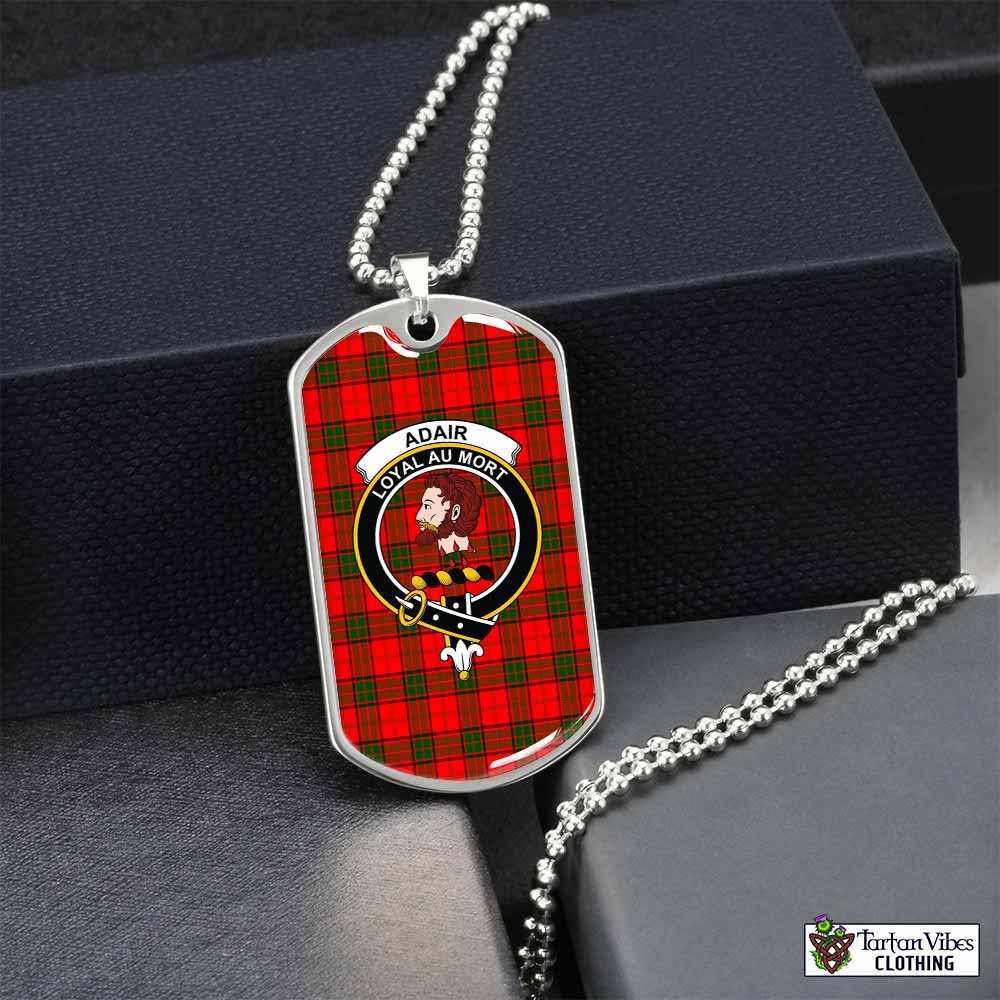 Tartan Vibes Clothing Adair Tartan Dog Tag Necklace with Family Crest