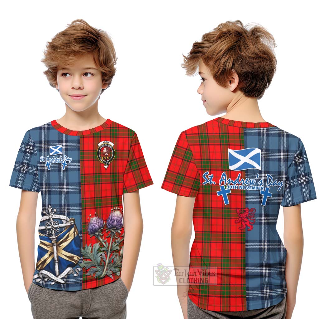 Tartan Vibes Clothing Adair Tartan Kid T-Shirt Happy St. Andrew's Day Half Tartan Style