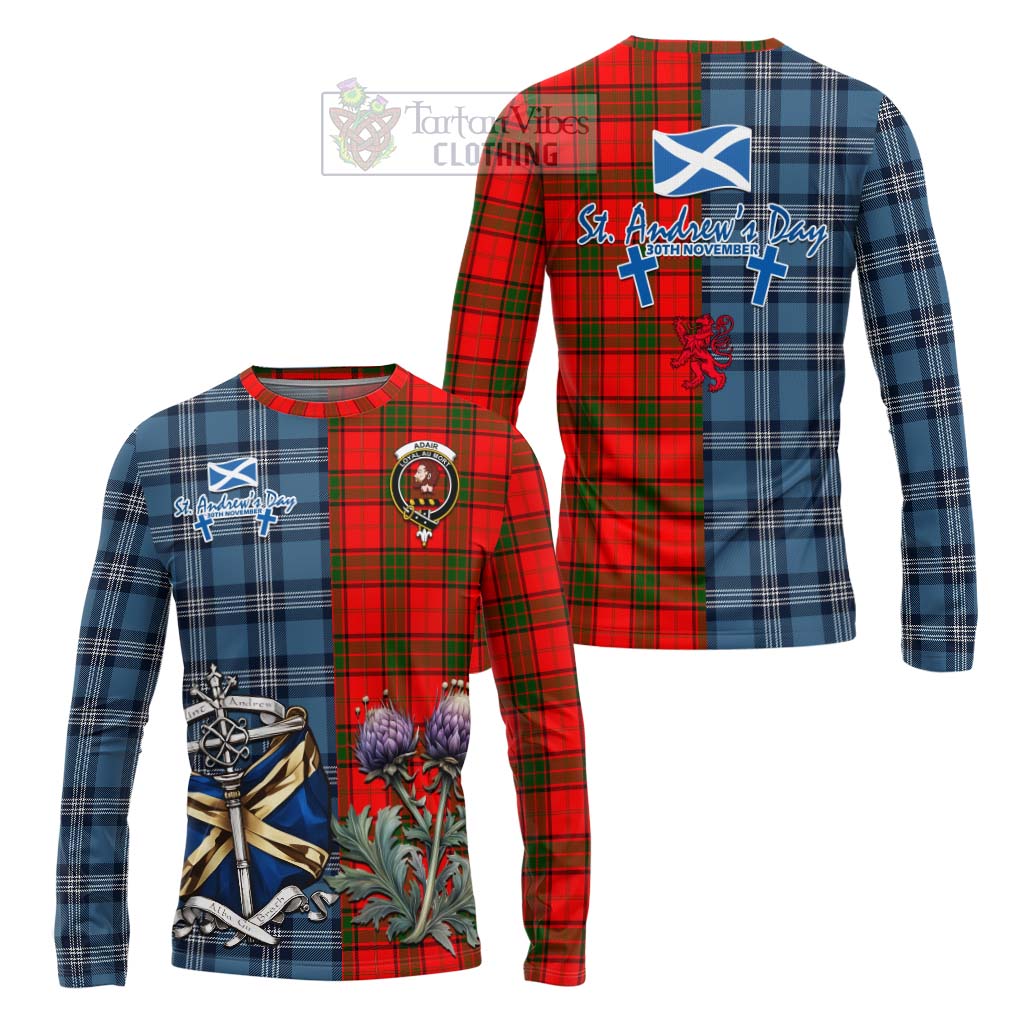 Tartan Vibes Clothing Adair Tartan Long Sleeve T-Shirt Happy St. Andrew's Day Half Tartan Style